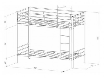 Кровать Севилья-3 двухъярусная металлическая, спальные места 190х90 см